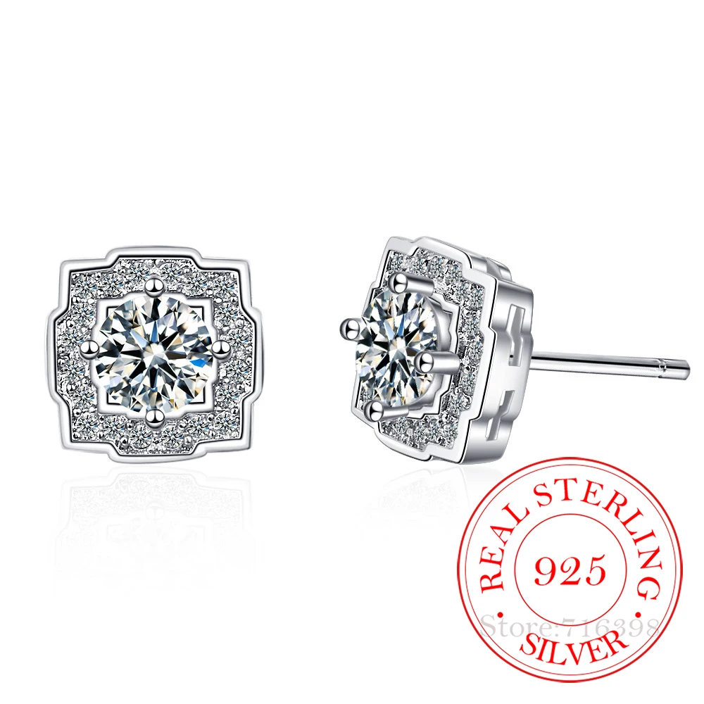 

Изысканный циркониевые кристаллы цветок серьги для женщин и девушек, 925 стерлингового серебра милые серьги-гвоздики в форме свадебный пода...