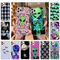 soft tpu phone case for iphone 13 pro 12 mini 11 xs max 7 8 6 6s plus se2020 x xr abstract ufo cute alien silicone cases cover
