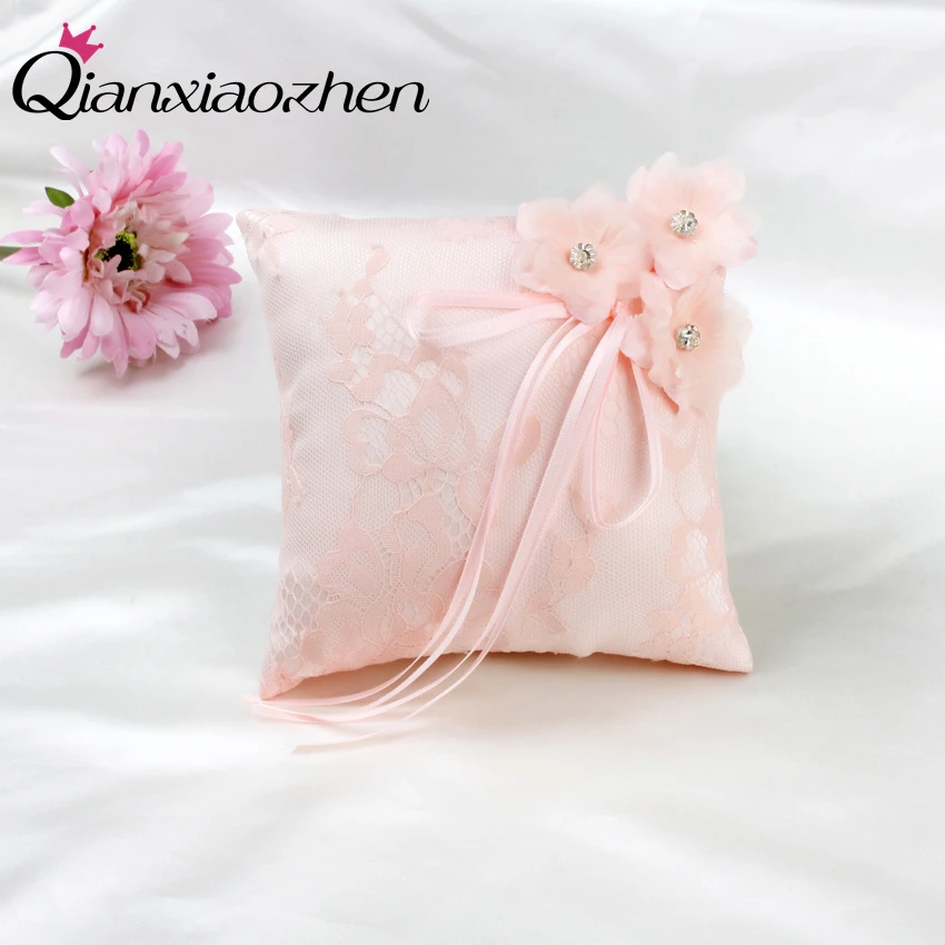 Свадебное кольцо Qianxiaozhen с розовым цветком держатель обручальное свадебное