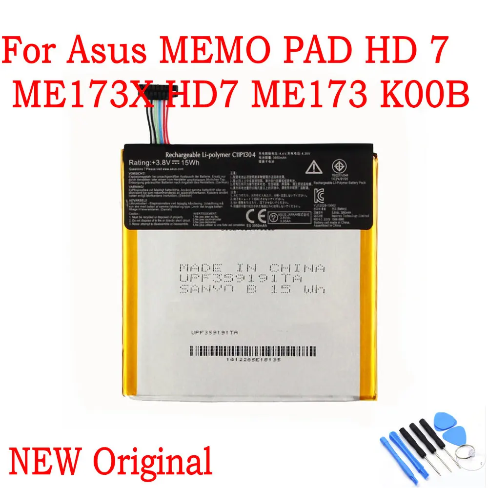 Новый оригинальный аккумулятор 3 8 В 3950 мАч C11P1304 для Asus MEMO PAD HD 7 ME173X HD7 ME173 K00B замена