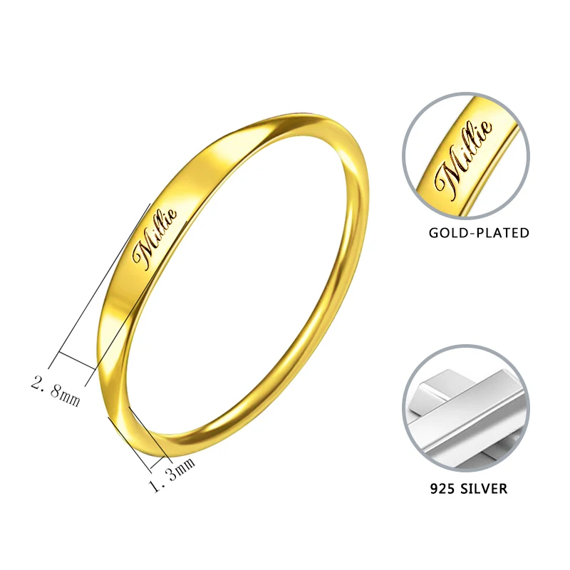 Personalized 925 Silver Custom Name Ring Engraved Initial Date Coordinates Name Delicate Stackable Rings Women Men Jewelry New