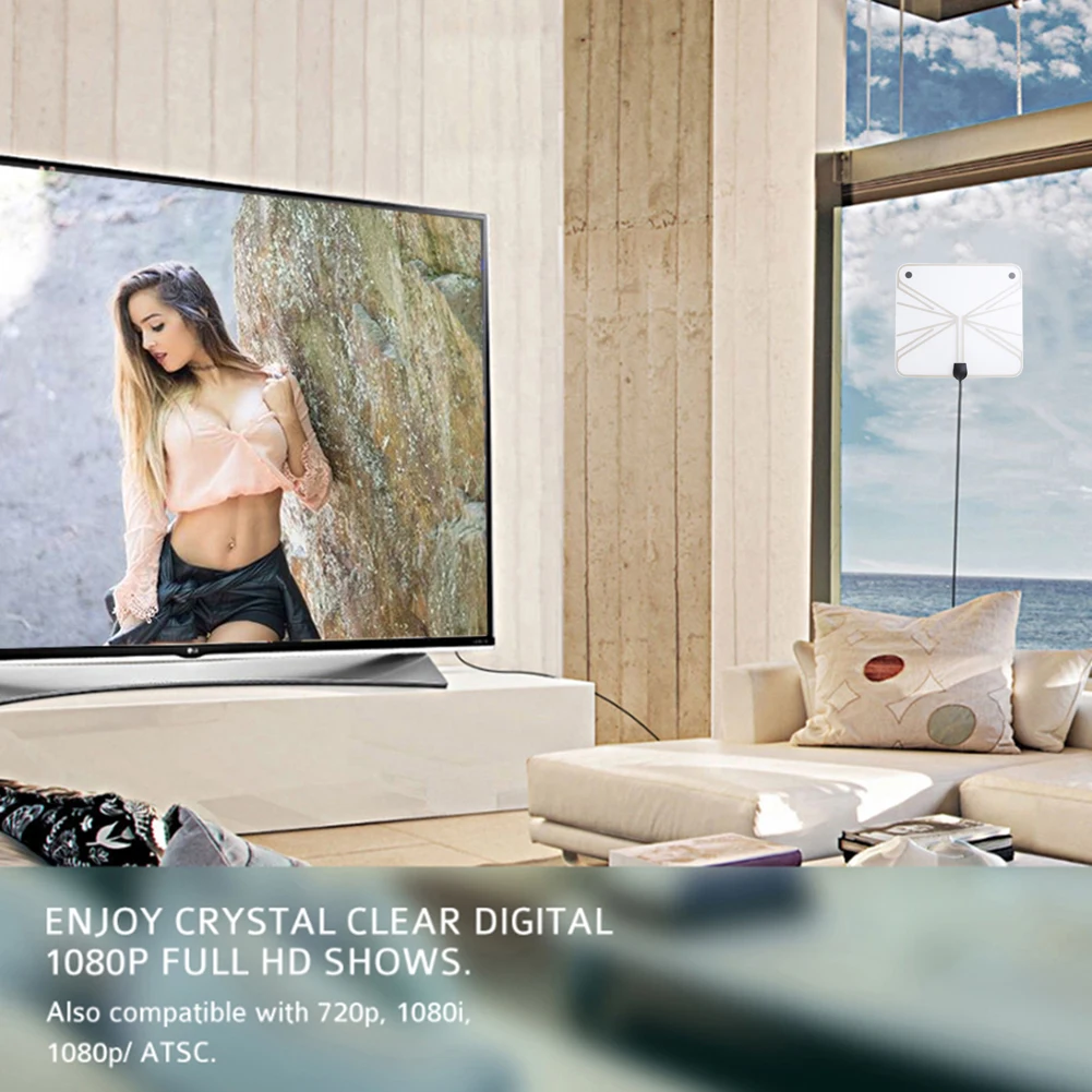 

4K Flat Indoor TV Antenna HD Digital Indoor Aerial HDTV Antenna High Booster Signal Capture for TV Universal