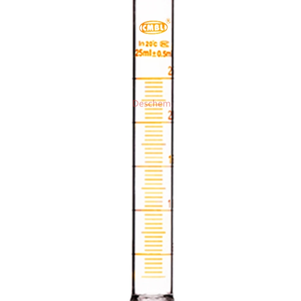 25 мл стеклянный мерный цилиндр с носиком заземляющий стопор лабораторное