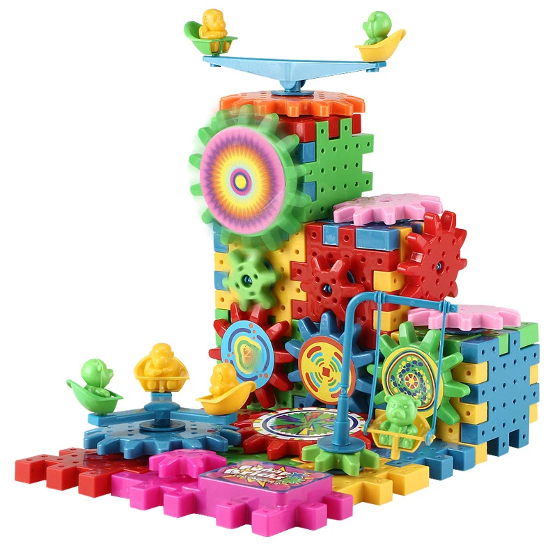

81 Pieces Diy Moving Electric Building Blocks Variable Gear Rotation Children's Assembling Inserting Educational Puzzle Toys