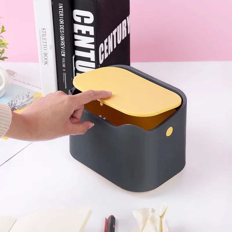 

Мусорная корзина на рабочий стол, креативный контейнер с крышкой для мусора, для кухни, гостиной, офиса, дома, спальни, с вращающейся крышкой,...