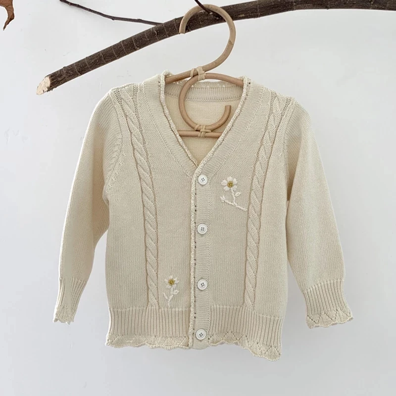 

Baby Kids Girls Long Sleeve Knit Embroider Cardigan Coat Autumn Winter Baby Kids Girls Cardigan Coat Children Clothes