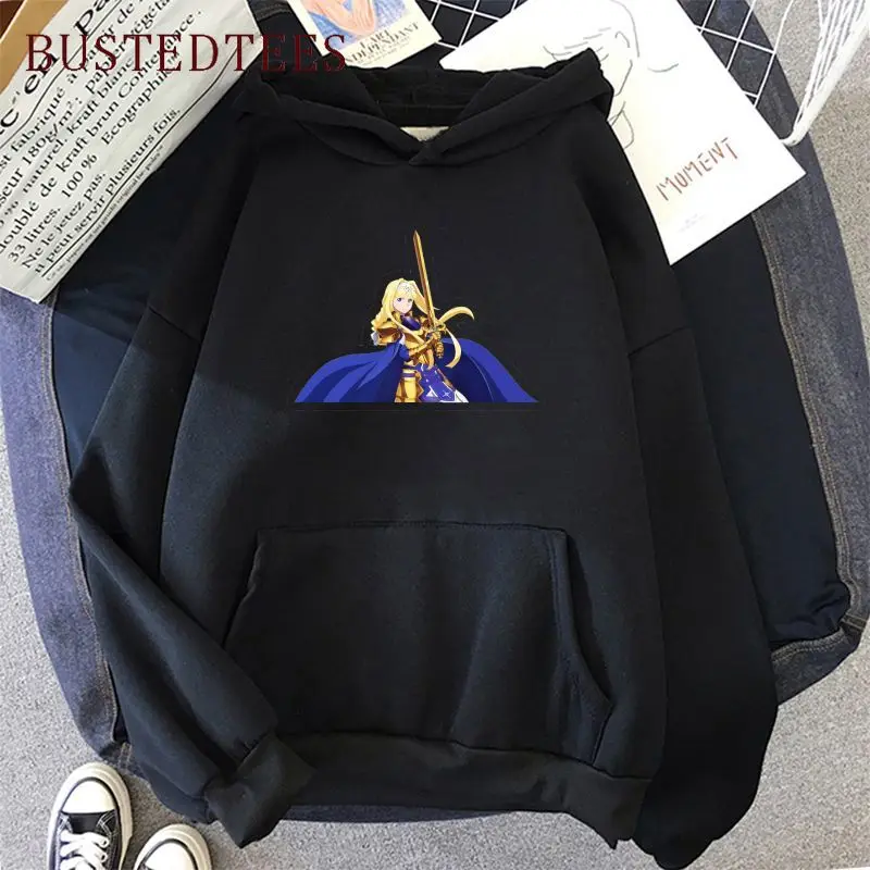 

Sword Art Online Japanese Hip Hop Winter Autumn Pullover Harajuku Men Women Hooded Sweatshirts 2021 Hot Selling Anime Black Tops