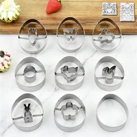 9pcs cookie cutter easter rabbit carrot egg stainless steel fondant mold pastry cake moulds for home kitchen baking accessories