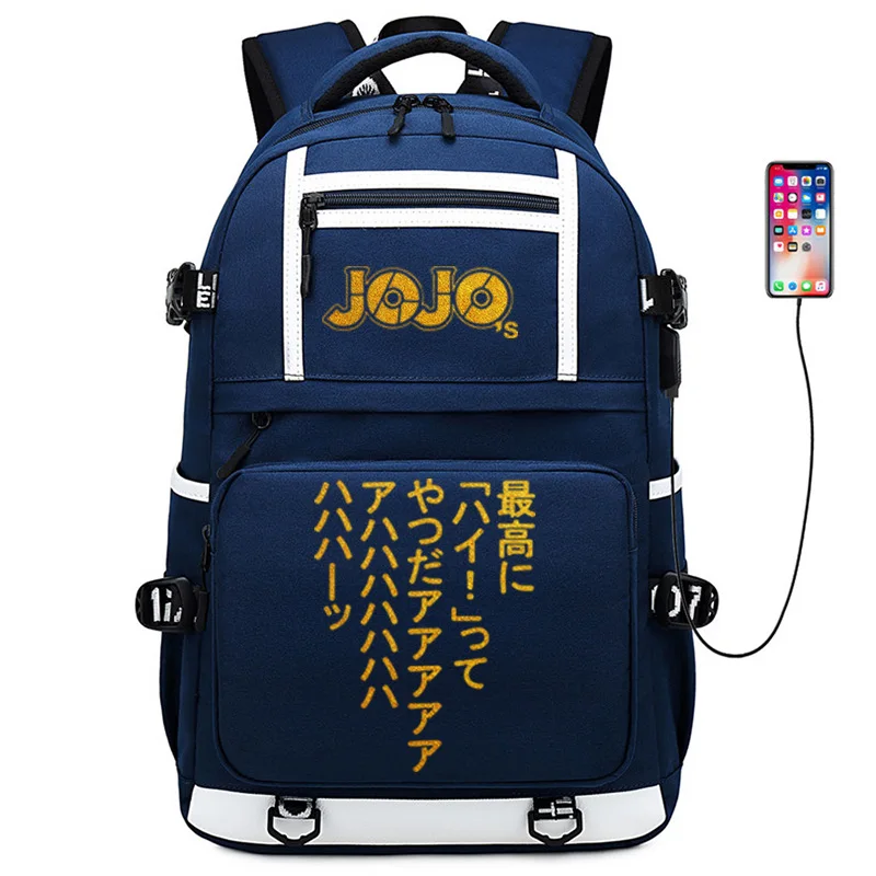 JoJo невероятное приключение с золотым принтом школьная сумка большой дорожный Рюкзак Школьные сумки Oxford для девочек-подростков с рисунком из аниме книжные сумки