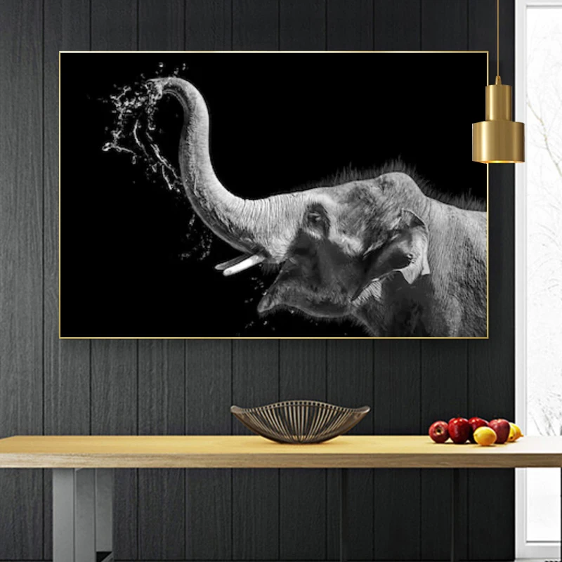 RELIABLI Арт холст Картины слон распыления воды фотографии животных Wall ART Для