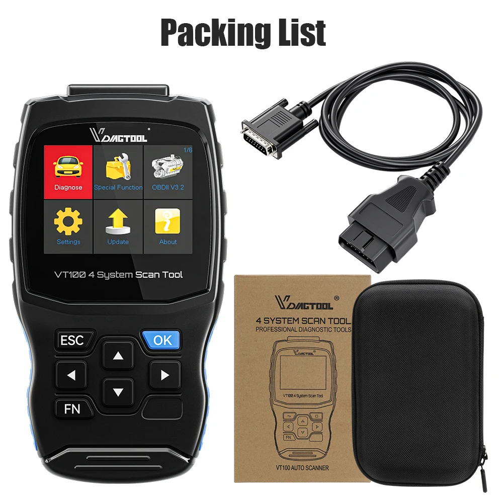 Диагностический сканер OBD2 диагностический VDIAGTOOL VT100 2022 для коробки передач ABS SRS