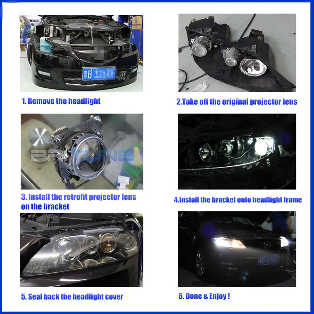 Биксеноновые фары Hella 3R D2S для Mazda 6 3 0 дюймов