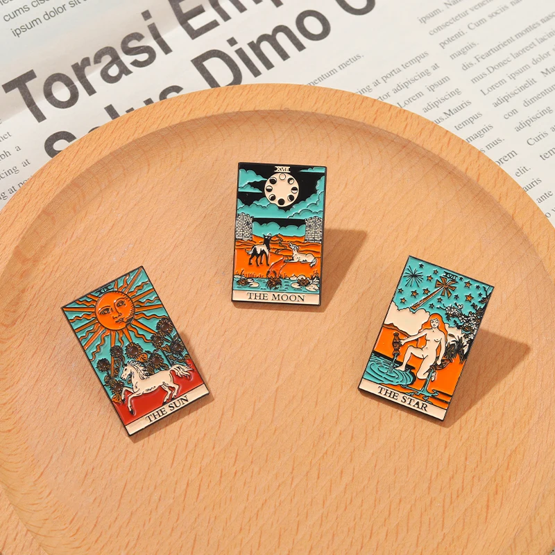 Эмалированные заколки Tarot солнце луна звезды готический таинственный