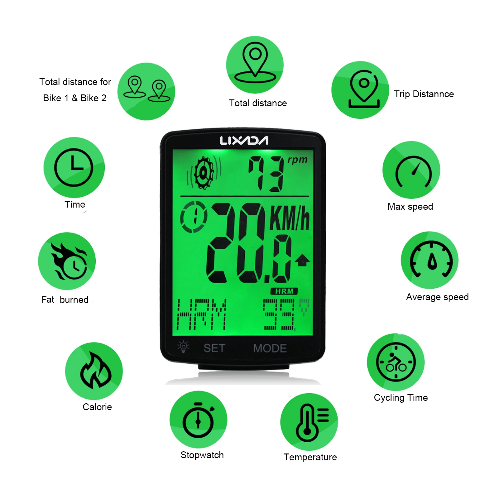 Велосипедный компьютер LIXADA 3 в 1 многофункциональный ЖК-экран датчик сердечного