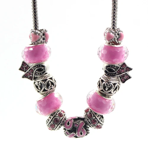 10 шт. DIY европейский стиль розовая лента с бусинами для рака молочной железы