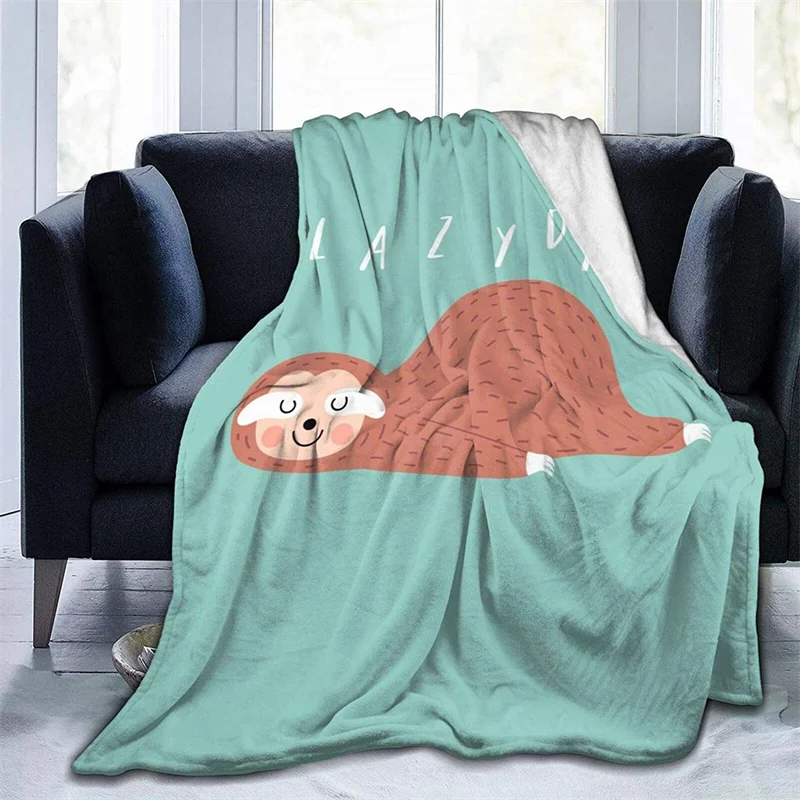 

Cute Sloth Navajo Cubre Camara Green Throw Blanket 3D Print On Demand Sherpa Super Comfortable For Sofa Thin Quilt Nordic