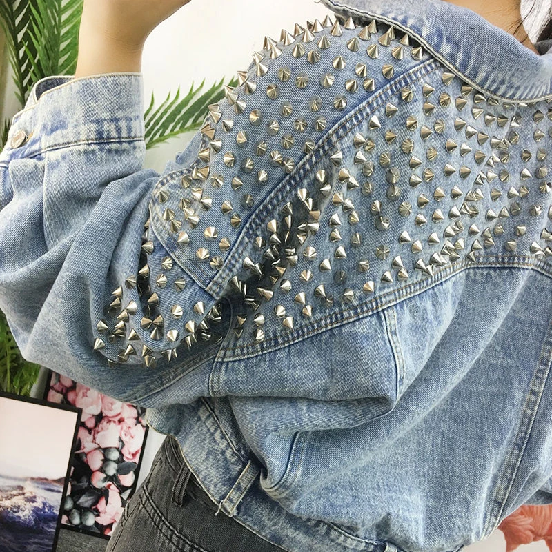 

2021 лето весна короткая новая джинсовая куртка с заклепками пальто женская джинсовая куртка с карманами базовое пальто в стиле хип-хоп Jaqueta ...