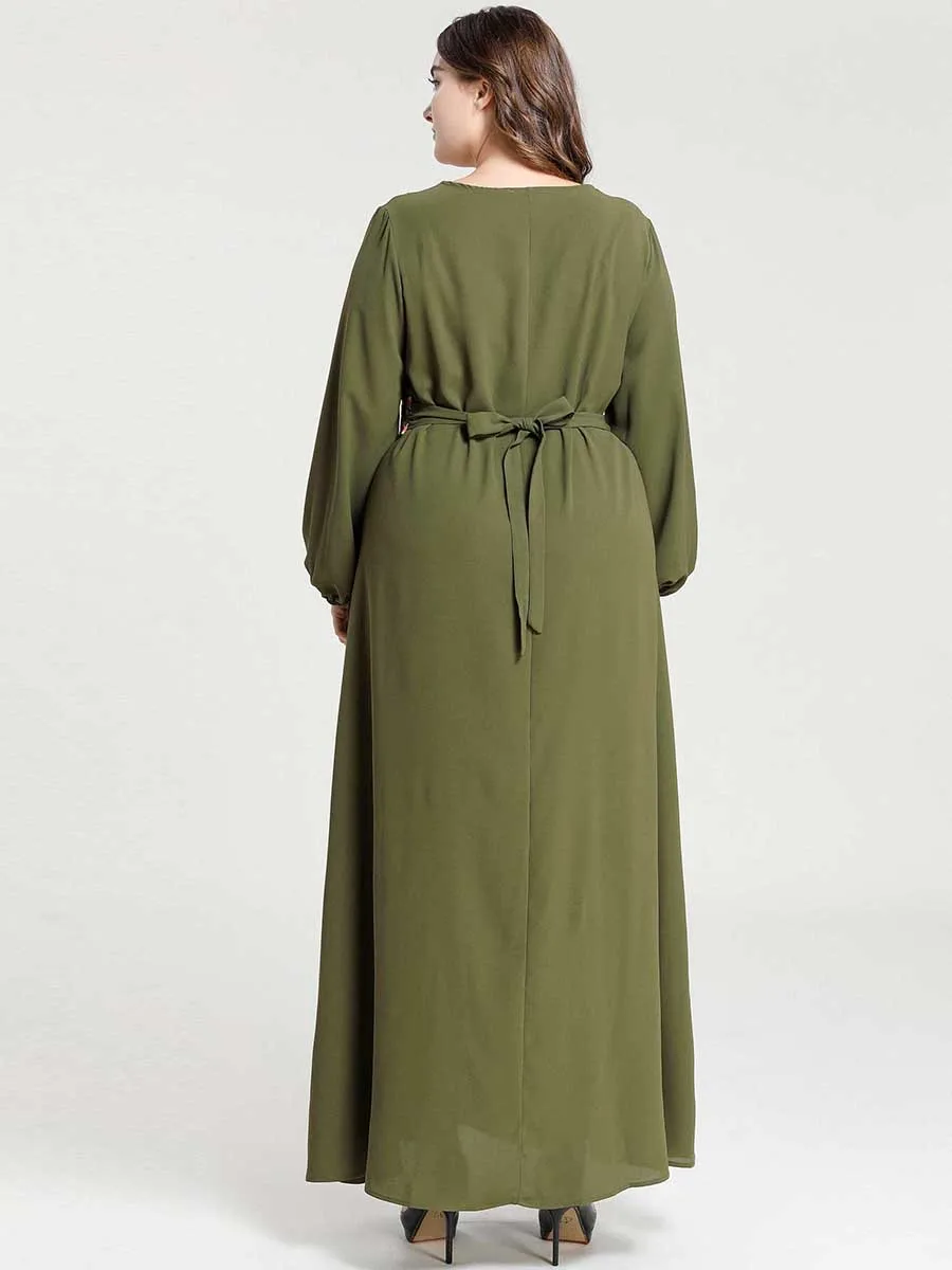 Зеленый абайя кафтан Дубайский хиджаб мусульманское платье Исламская одежда для