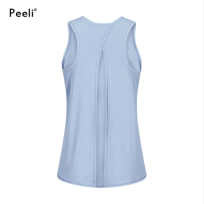 Женская спортивная майка Peeli свободная однотонная дышащая с круглым вырезом для