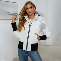 white duck down jacket mens and womens couples trendy large down jacket thickened parker overalls fox fur large fur collar