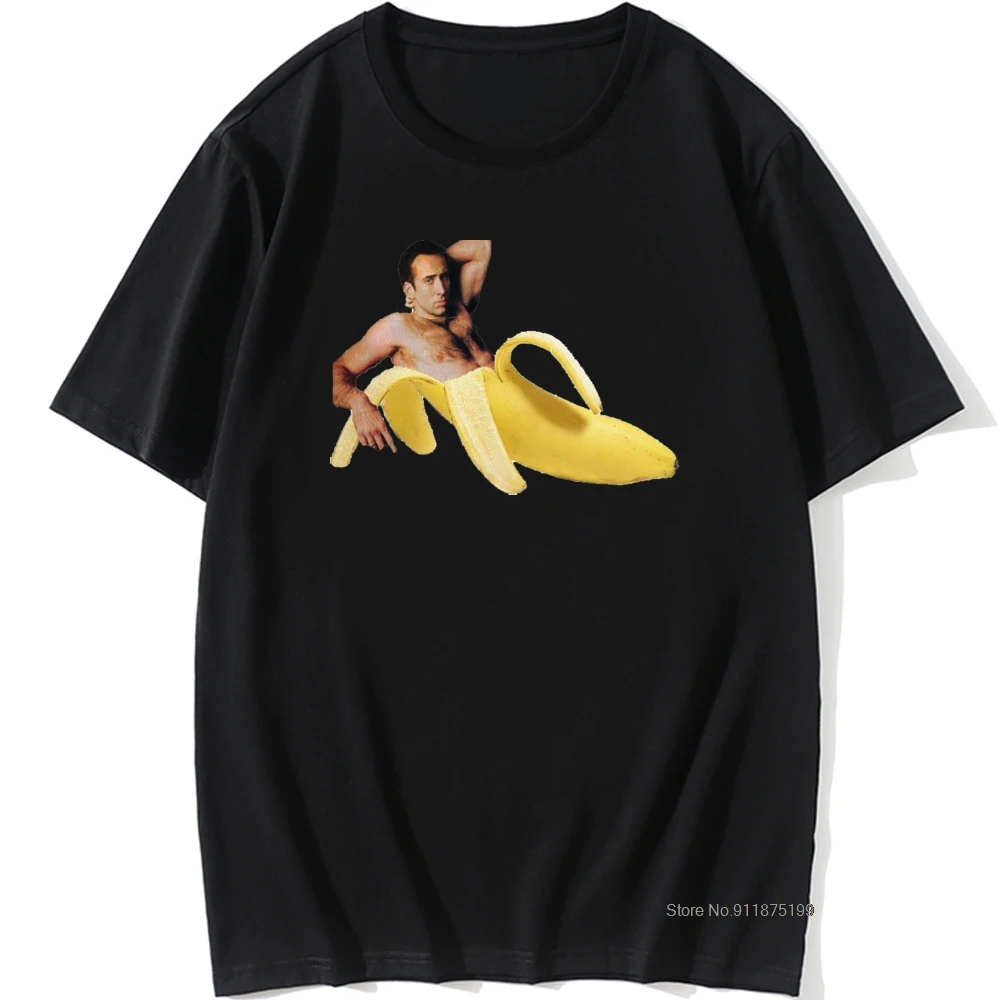 

Mlg T Shirt Nicolas Cage In A Banana Original Yellow T-Shirt Short Sleeve Summer Tee Shirt Fun Graphic 100% Cotton Mens Tshirt