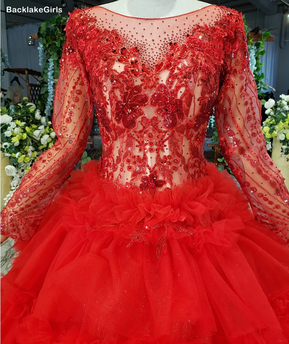 Женское красное платье для свадебной вечеринки размера плюс с длинным рукавом