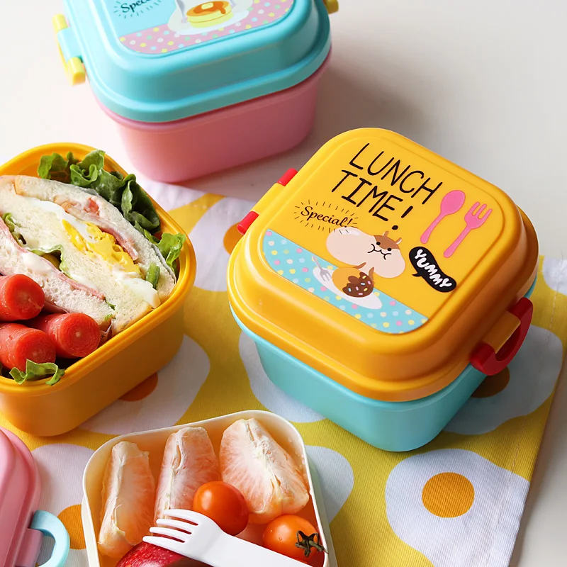 Мультфильм Ланч-бокс микроволновая печь Lancheira Comida закуски Bento коробки для детей контейнер для еды столовая посуда детский Пикник школьный Ланчбокс