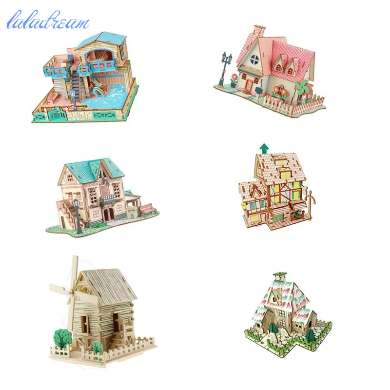 

Красивый пляжный дом, Подсолнухи, строительная Модель 3d, трехмерная деревянная головоломка, игрушки «сделай сам», деревянная головоломка