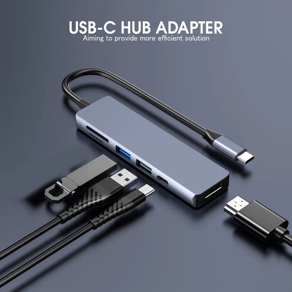 

USB-концентратор 4K, 60 Гц, Type C на HDMI, совместимый с 2,0 RJ45, USB 3,0, адаптер PD для Macbook Air Pro, iPad Pro, кардридер TF/SD