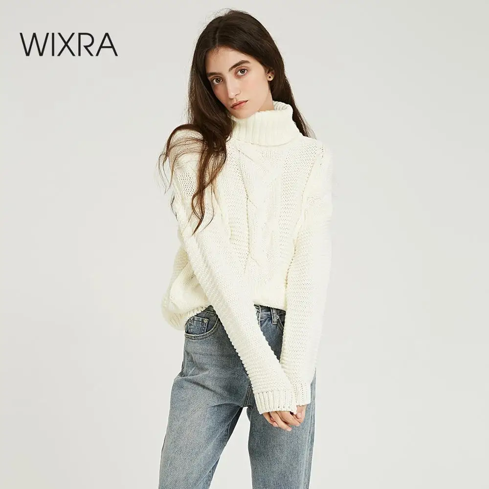 

Wixra Solid Sweaters 2019 Autumn Winter Female Turtlrneck Warm Thick Ladies Knitted Sweater Pullovers Women's Jumpers