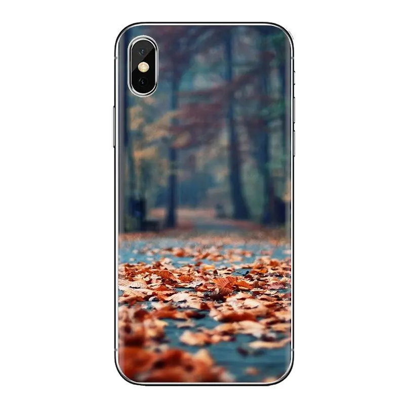 Autumn Rusty Leaves Park Alley Soft Covers For Samsung Galaxy S2 S3 S4 S5 MINI S6 S7 edge S8 S9 Plus Note 2 3 4 5 8 Coque Fundas |