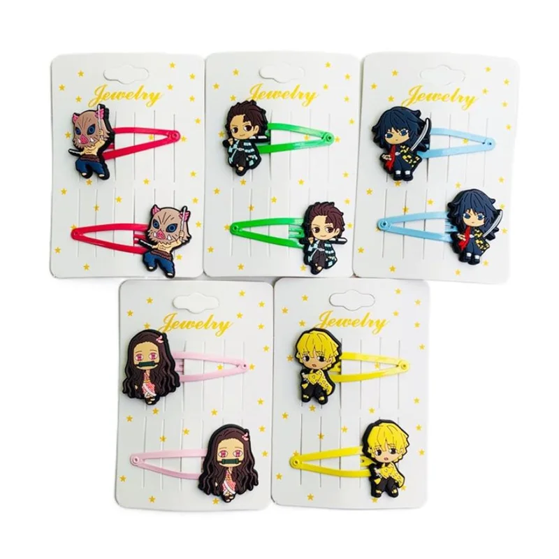 

1 Pair Anime Demon Slayer Hairpin Barrettes Kimetsu No Yaiba Cute Cartoon Hair Bangs Clips Headwear Cosplay Costume Accessories