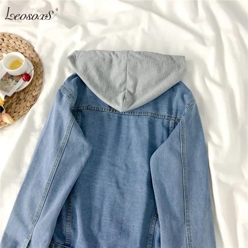 

New 2021 Autumn Winter Women Denim Jacket Outerwear Hooded High Street Fashionable Korean Style Female Jeans Tops Coats