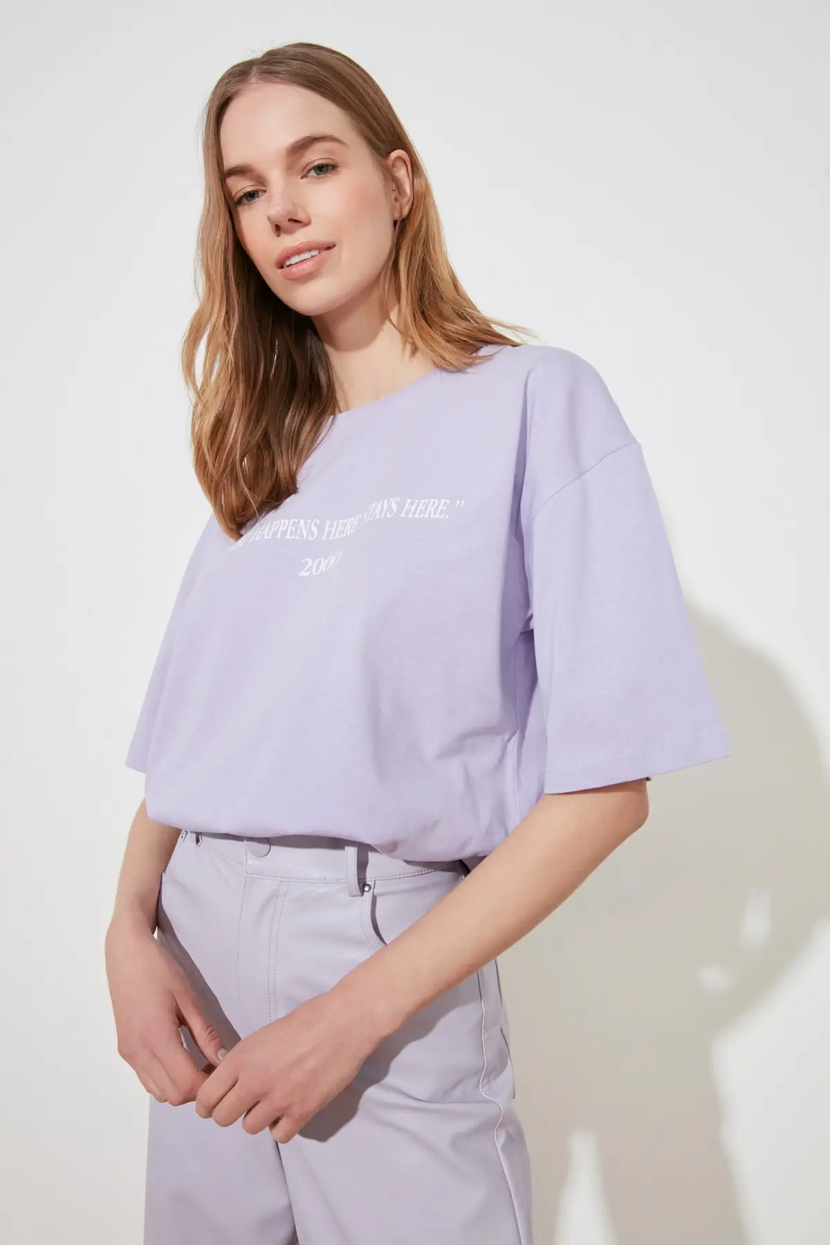 Трикотажная футболка с принтом тренда TWOSS19GH0034 весна-лето 2021 модная женская