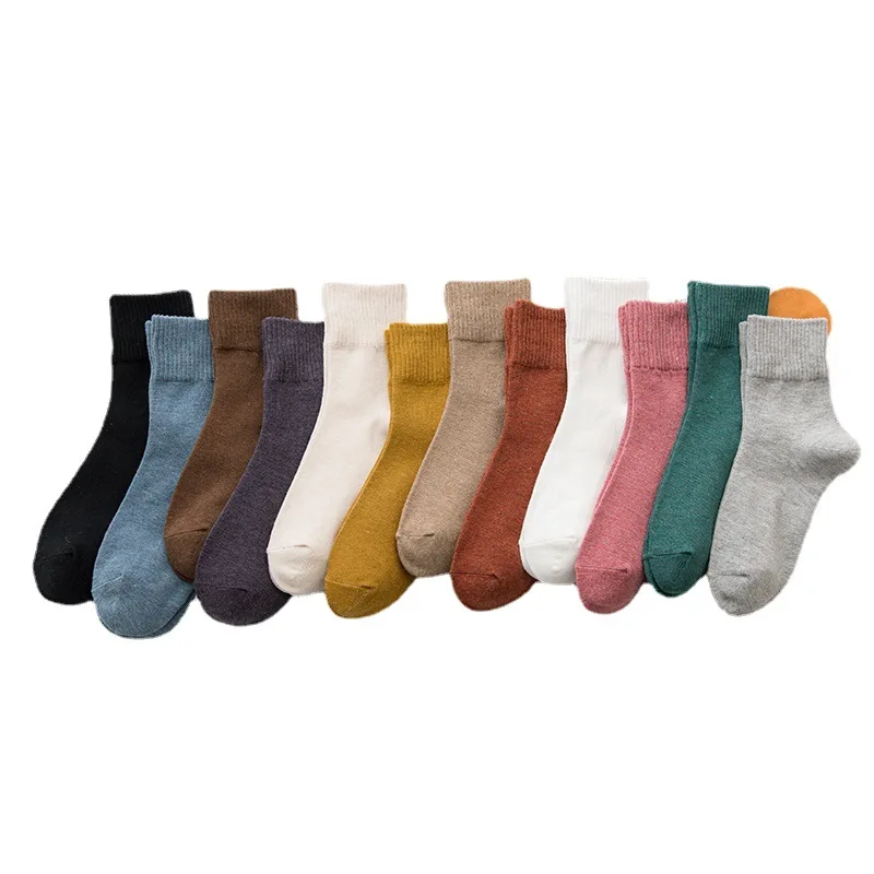 

5 Pairs of New Spring and Autumn Cotton Versatile Solid Color Breathable Sweat-absorbing White Pink Yellow Black Ladies Socks