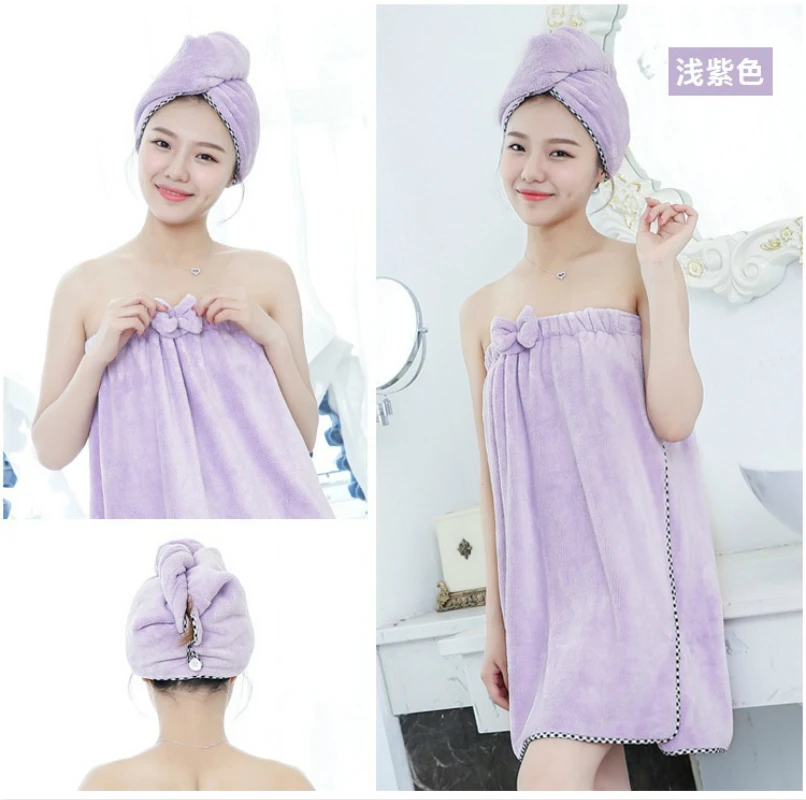 

Модная женская ванная супер впитывающая быстросохнущая микрофибра толстое банное полотенце банный халат полотенце для волос набор/hey992-LB