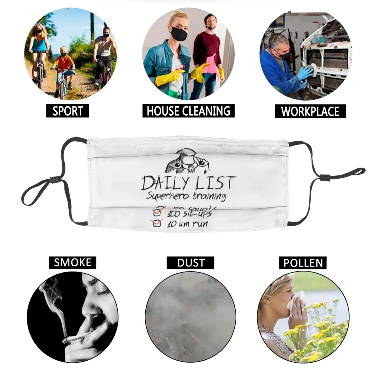 

One Punch Man Daily List Men Women Non-Disposable Face Mask Anti Haze Anti Dust Protection Cover Respirator Mouth Muffle