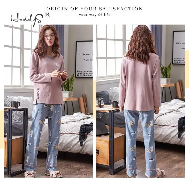 A Women Pink Зимние теплые пижамы для влюбленных, женские хлопковые милые и милые летние мужские хлопковые домашние костюмы с длинными рукавами, большие размеры - Цвет: A Women Pink