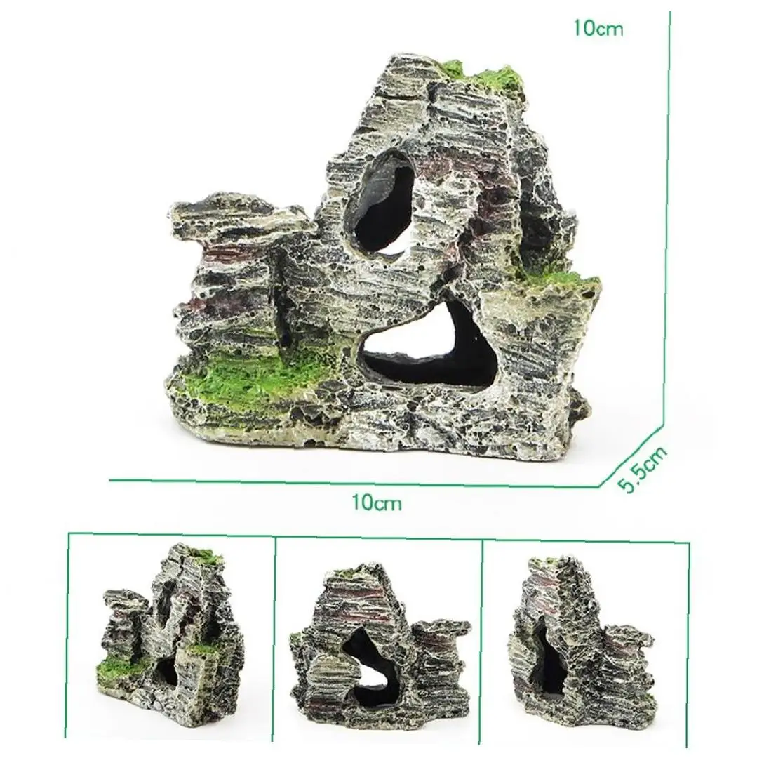 Аквариум скалы скрытие Рок Пещера Декор подводный пейзаж вид на гору орнамент