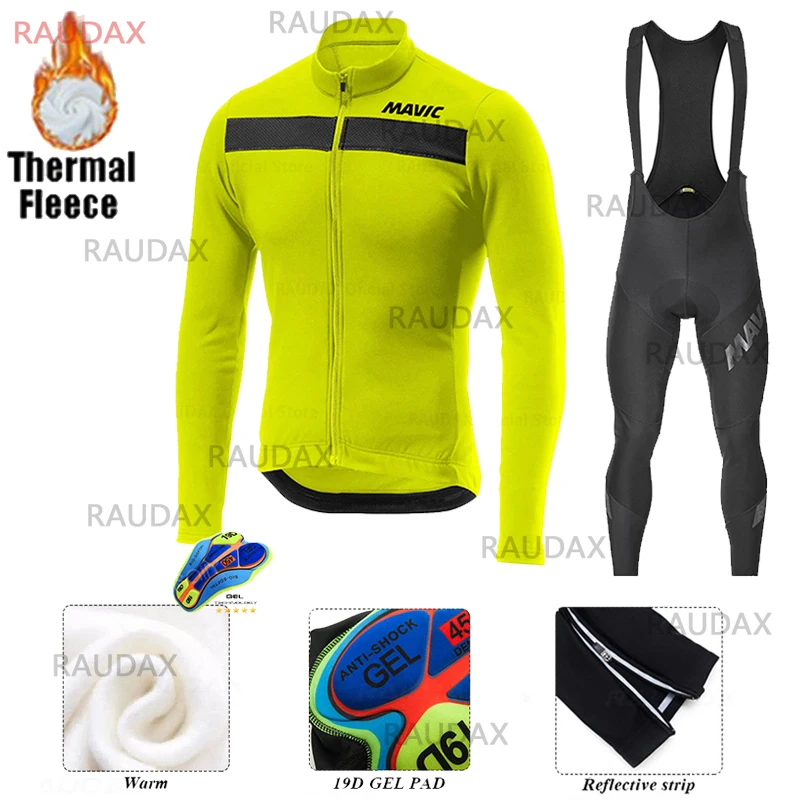 

Winter Cycling Jersey Set 2021 Mavic Pro Team Cycling Clothes MTB Outdoor Fleece Long Sleeves Roupa Ciclismo Masculino Bike Set
