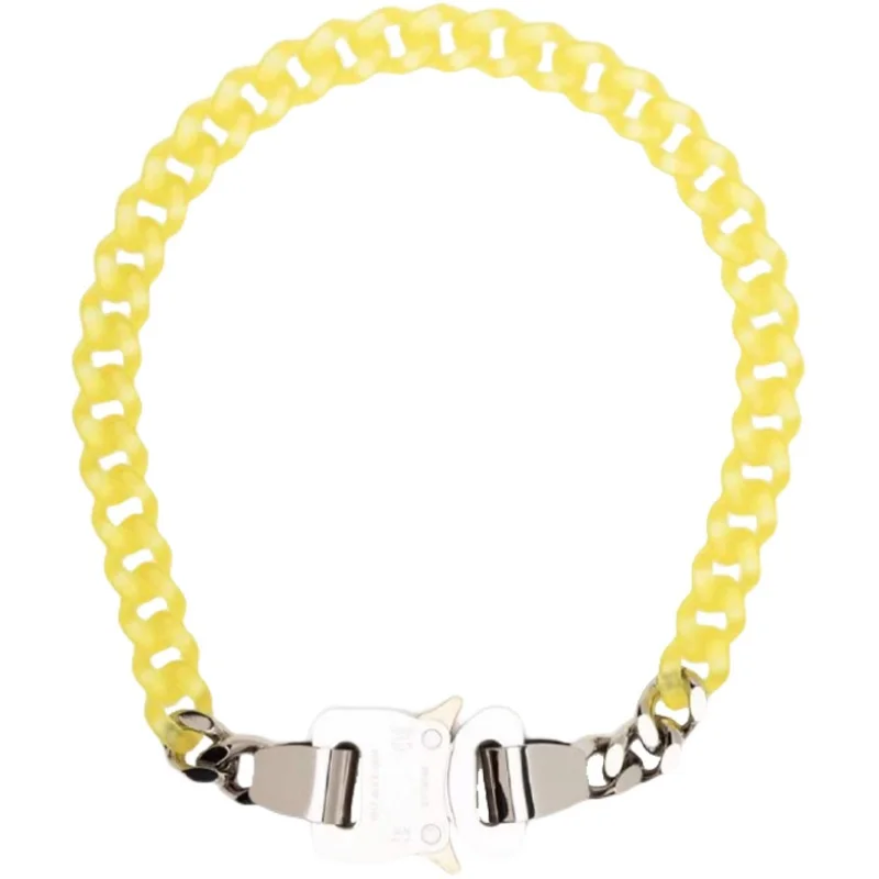 

1017 ALYX 9SM Color PVC Transparent Cuban Chain Metal Lock Necklace European and American Simple Fashion Hip Hop Jewelry