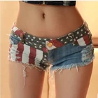 Шорты женские джинсовые с заниженной талией, пикантные модные короткие штаны из денима с американским флагом, XXL
