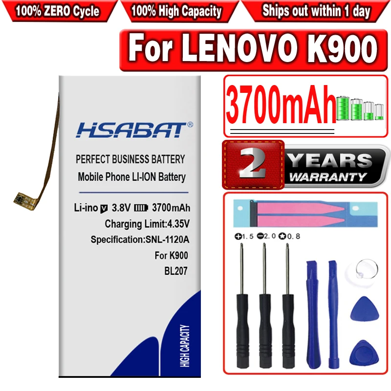 HSABAT Новый 3700mAh BL207 Мобильный телефон батарея для LENOVO K900 батарея|battery for lenovo k900|mobile