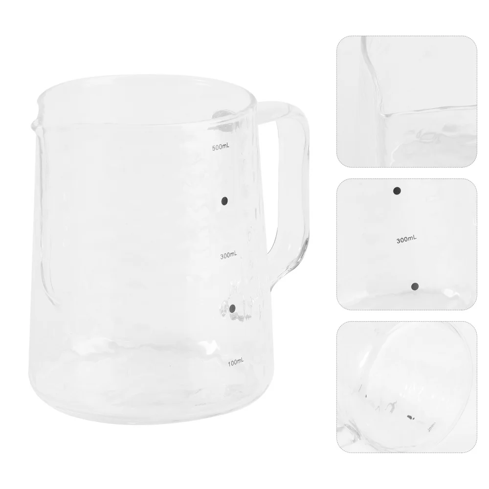 

1PC 500ml Measuring Cup Glass Measurement Scales Cup Frothing Cup with Handle