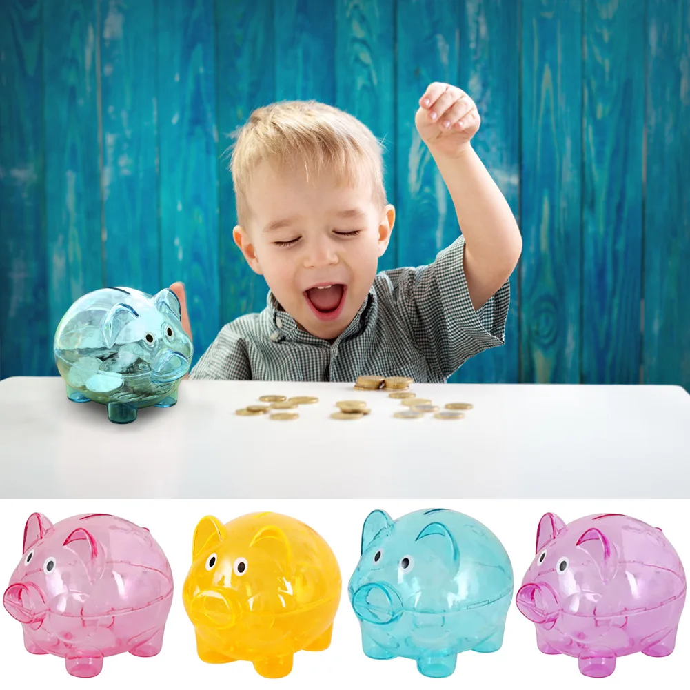 Hucha transparente de colores para beb&eacute;, Kawaii alcanc&iacute;a de dibujos animados, caja de juguetes para regalo para ni&ntilde;os y adultos-1