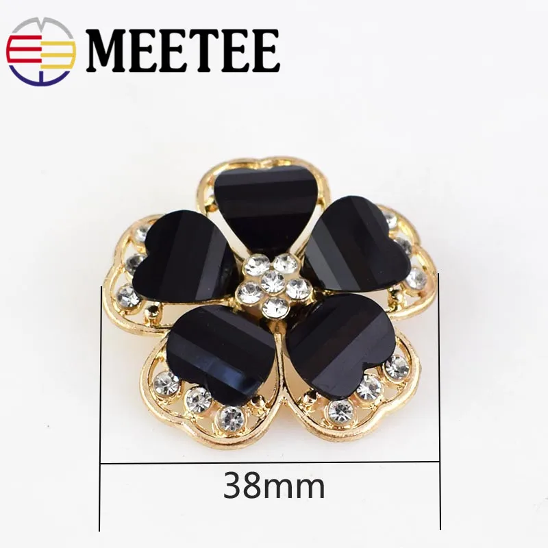 MEETEE 5pcs 38mm Top-grade Rhinestone Flower Shape Metal Buttons for Coat Women's Clothes Shank Button Accessories ZK1013 | Дом и сад