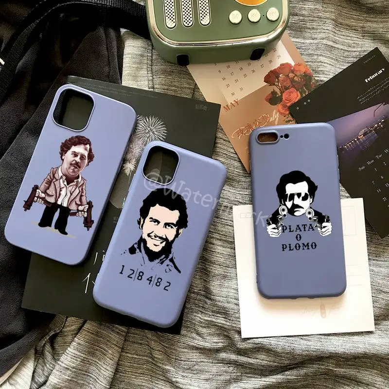 

Pablo Escobar Narcos Phone Case For IPhone 8 7 6s 6 Plus X Xr Xs 12 11 Pro Max Dark Blue Candy Colors Cover