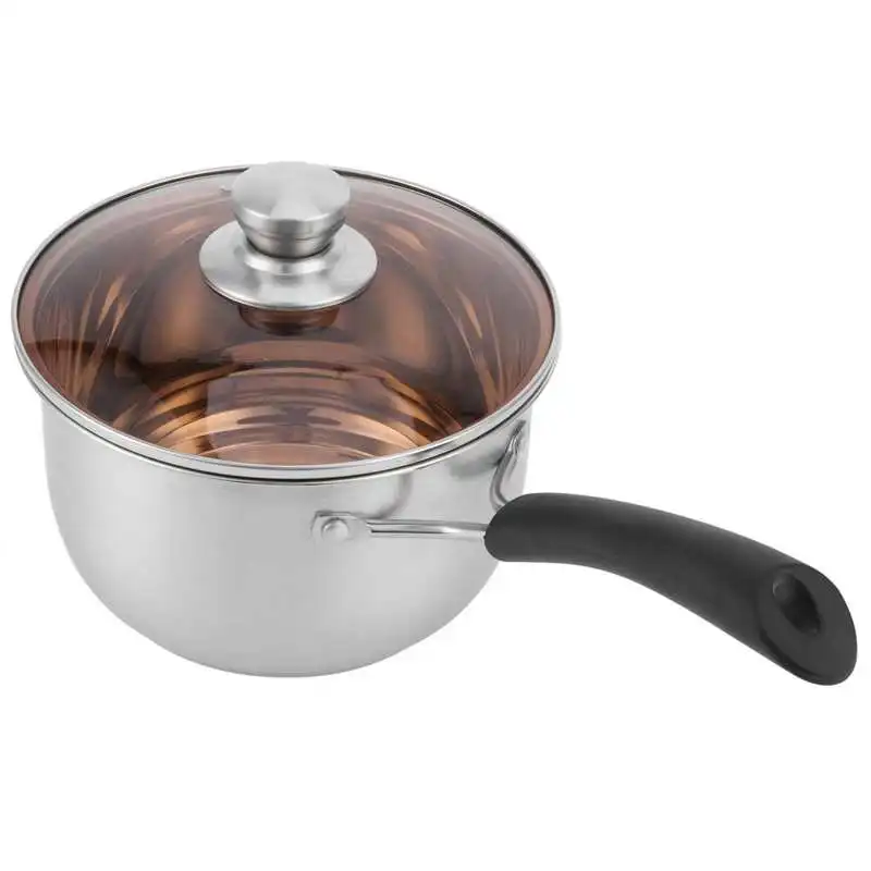 

18cm Thickened Soup Pot 304 Stainless Steel Single Handle Food Supplement Saucepan Cooking Kitchen Supplies