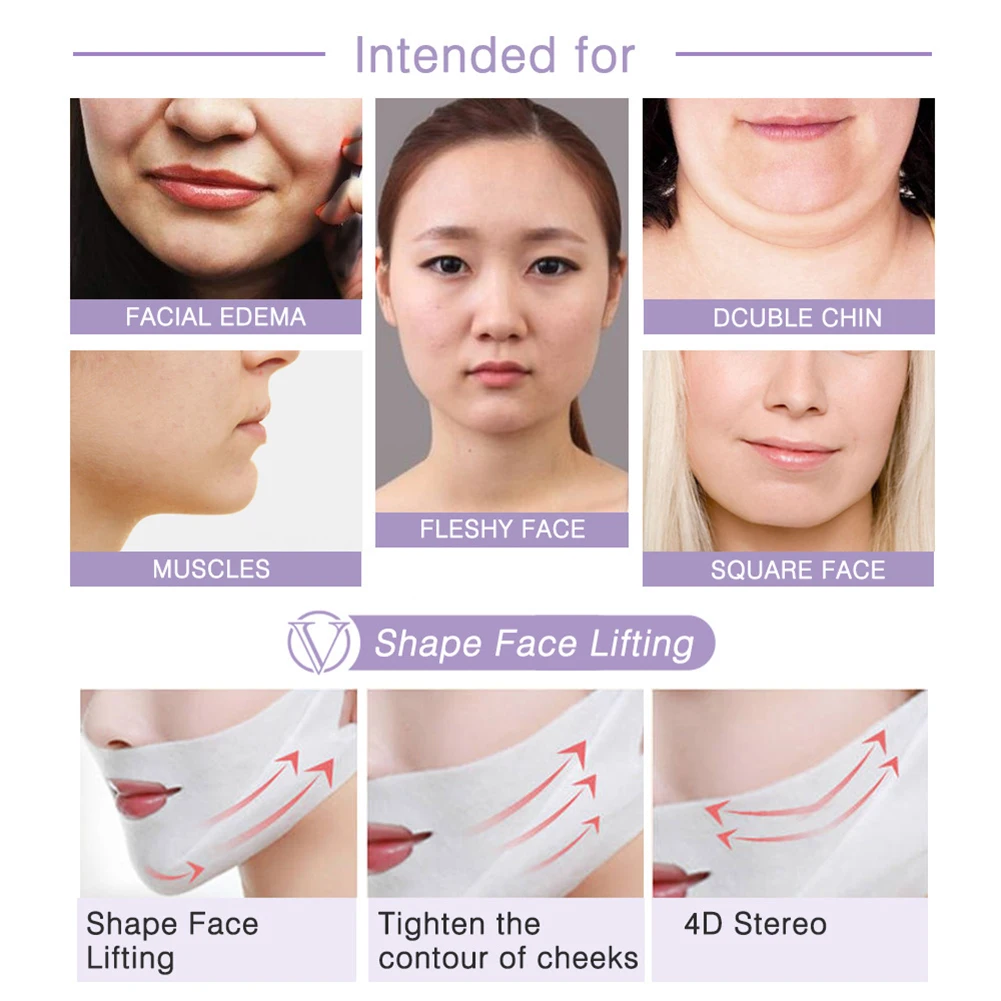 

4pcs Face V Shape Lifting Mask Facial Skin Chin Slimming Shaper Stickers Whitening Anti Wrinkle Facial Mask Face Lift Care Tool