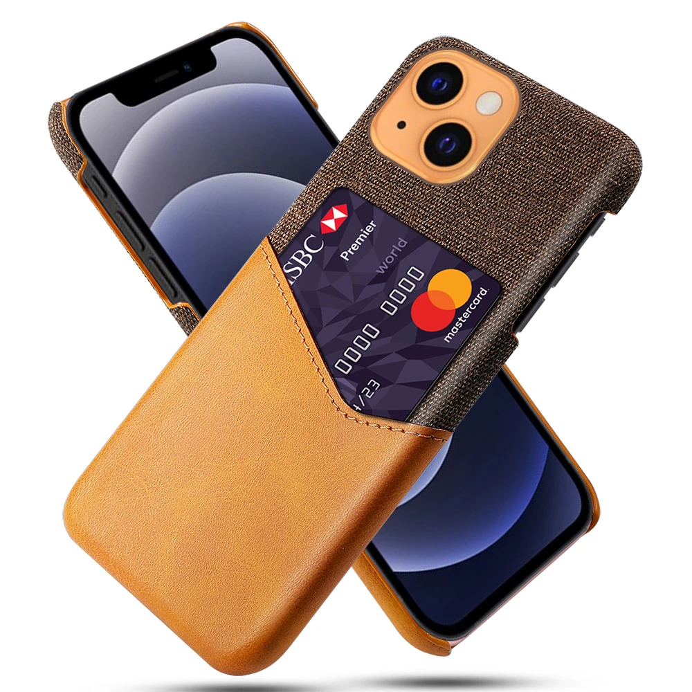 

Febric Card Holder Cover for iphone 13 pro max 12 11 x xs xr 7 8 plus Funda Cloth Texture PU Antiskid Case Coque